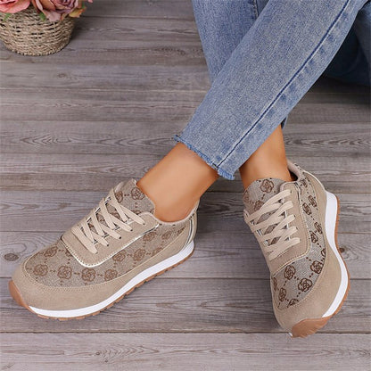 Flower Print Lace-up Sneakers Casual