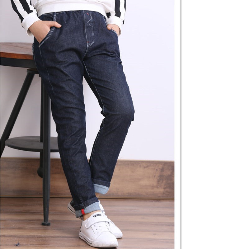 Children's Clothing, Boys' Jeans With Thick Fleece