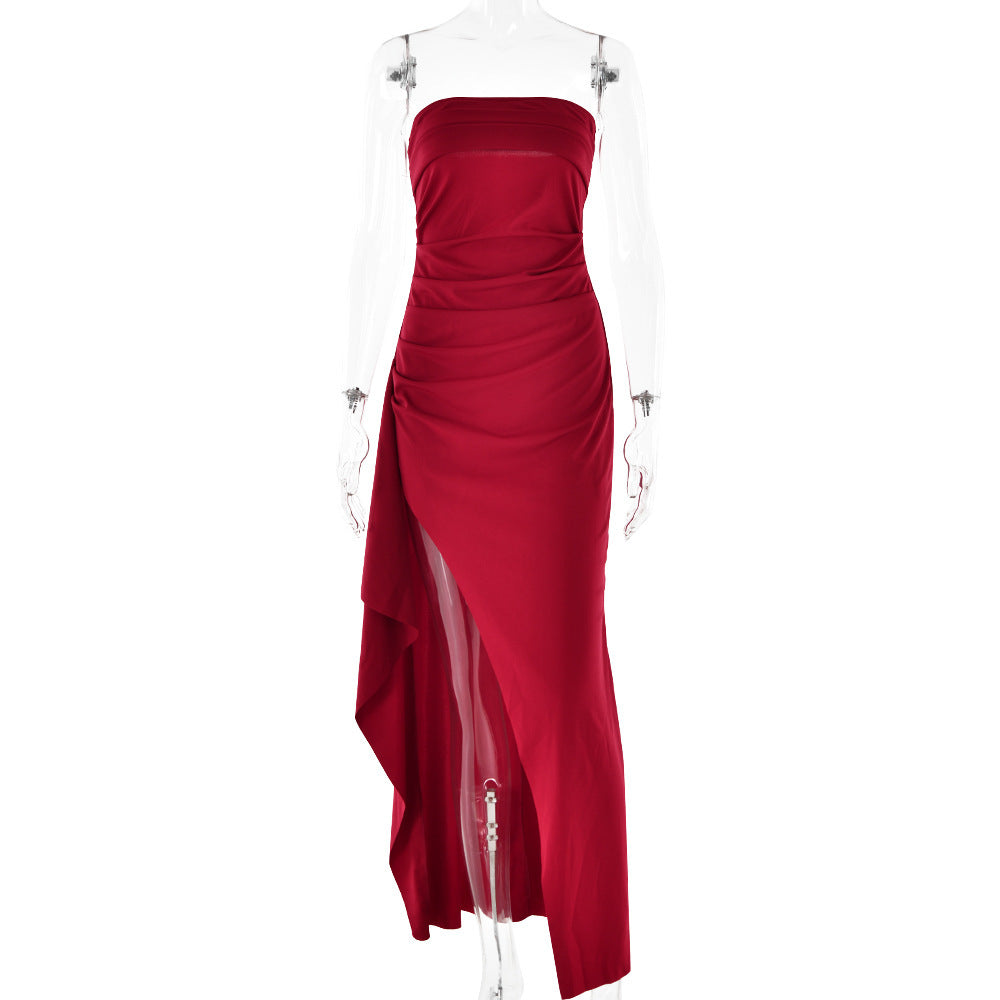 Strapless Split Long summer bridesmaid Dress