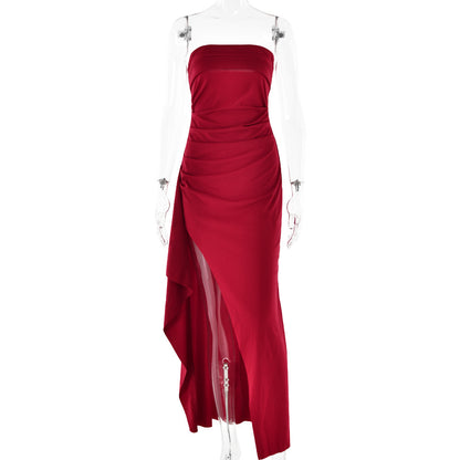 Strapless Split Long summer bridesmaid Dress