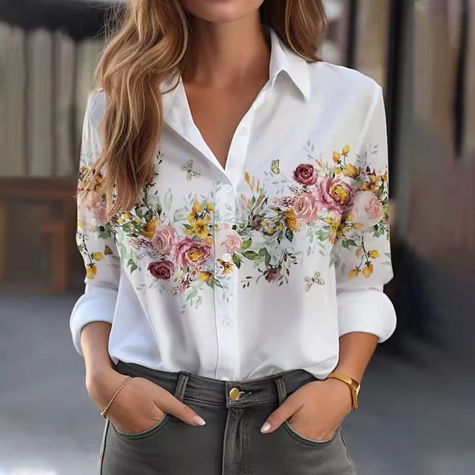Elegant Women's Floral Printed Shirt