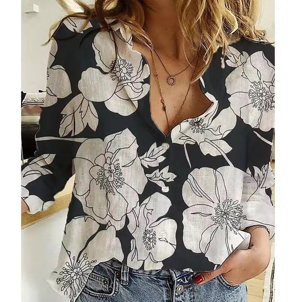 Elegant Women's Floral Printed Shirt