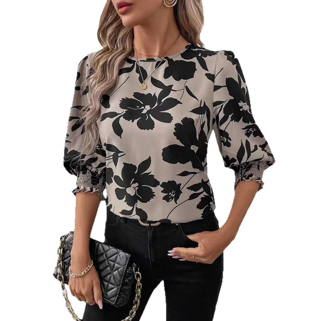 Women's Shirt Summer  3/4 Sleeves Loose Top