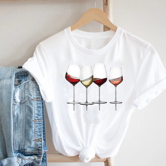 Women Printing Clothing Wine Lady