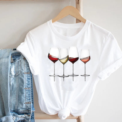 Women Printing Clothing Wine Lady