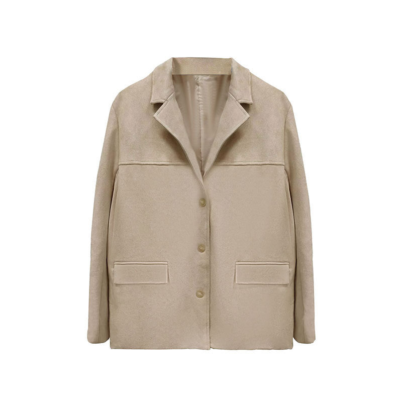 Elegance Retro Brown  Long Sleeve Suit Coat