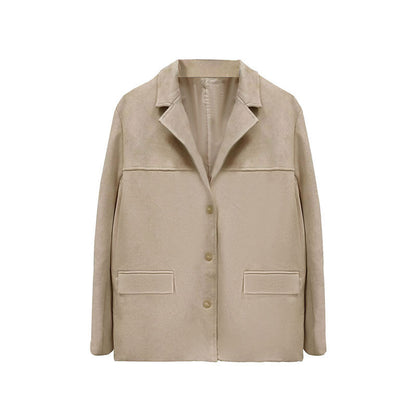 Elegance Retro Brown  Long Sleeve Suit Coat