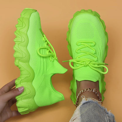 Plus Size Women's Sports Shoes Breathable Fly-knit Socks Shoes