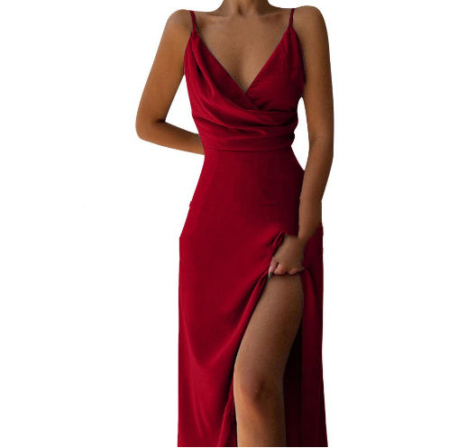 V-neck Slit Sling summer Dress