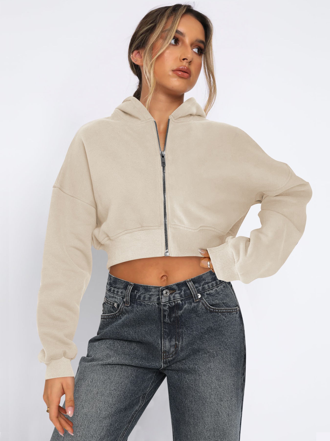 Long Sleeve Fleece Zipper Cardigan Hoodie
