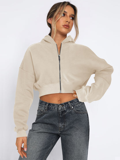 Long Sleeve Fleece Zipper Cardigan Hoodie