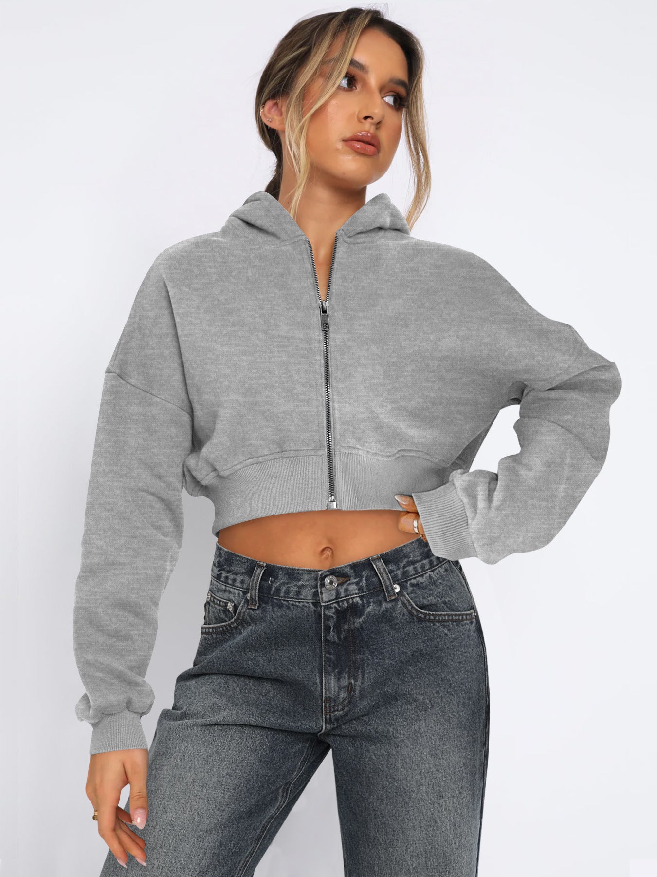 Long Sleeve Fleece Zipper Cardigan Hoodie