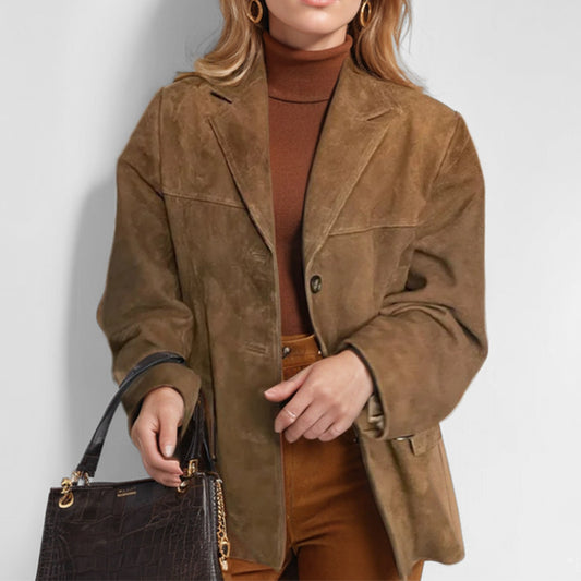 Elegance Retro Brown  Long Sleeve Suit Coat