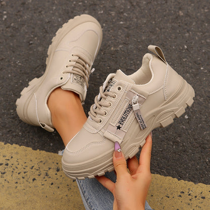 Lace-up Sports Shoes With Side-Zipper