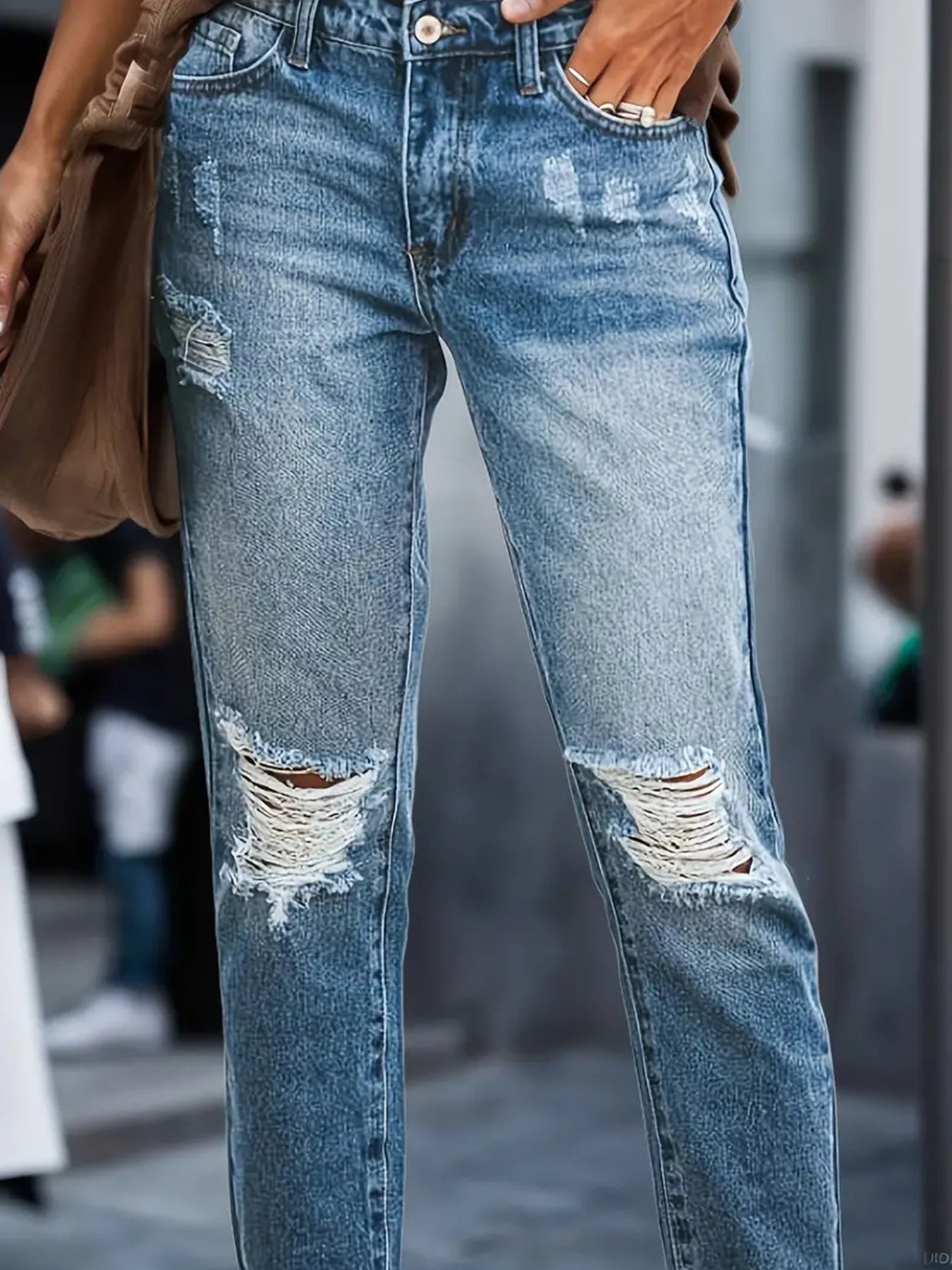 Stretchy Boyfriend Jeans For Women - Ripped, Distressed, Comfortable Denim Pants