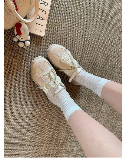 Casual Sports Women's Stitching Round Head Lace Loop
