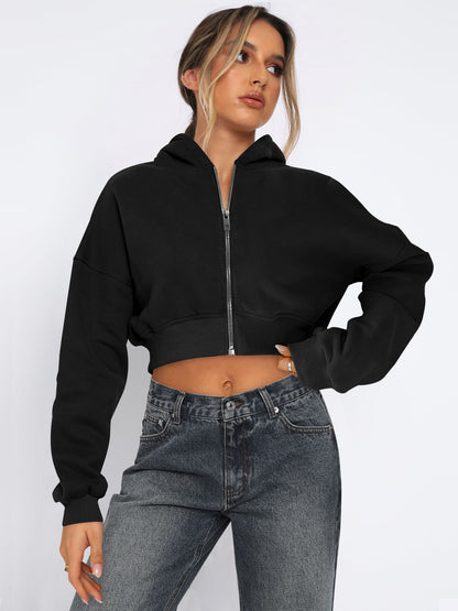 Long Sleeve Fleece Zipper Cardigan Hoodie