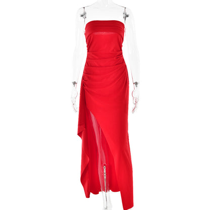 Strapless Split Long summer bridesmaid Dress