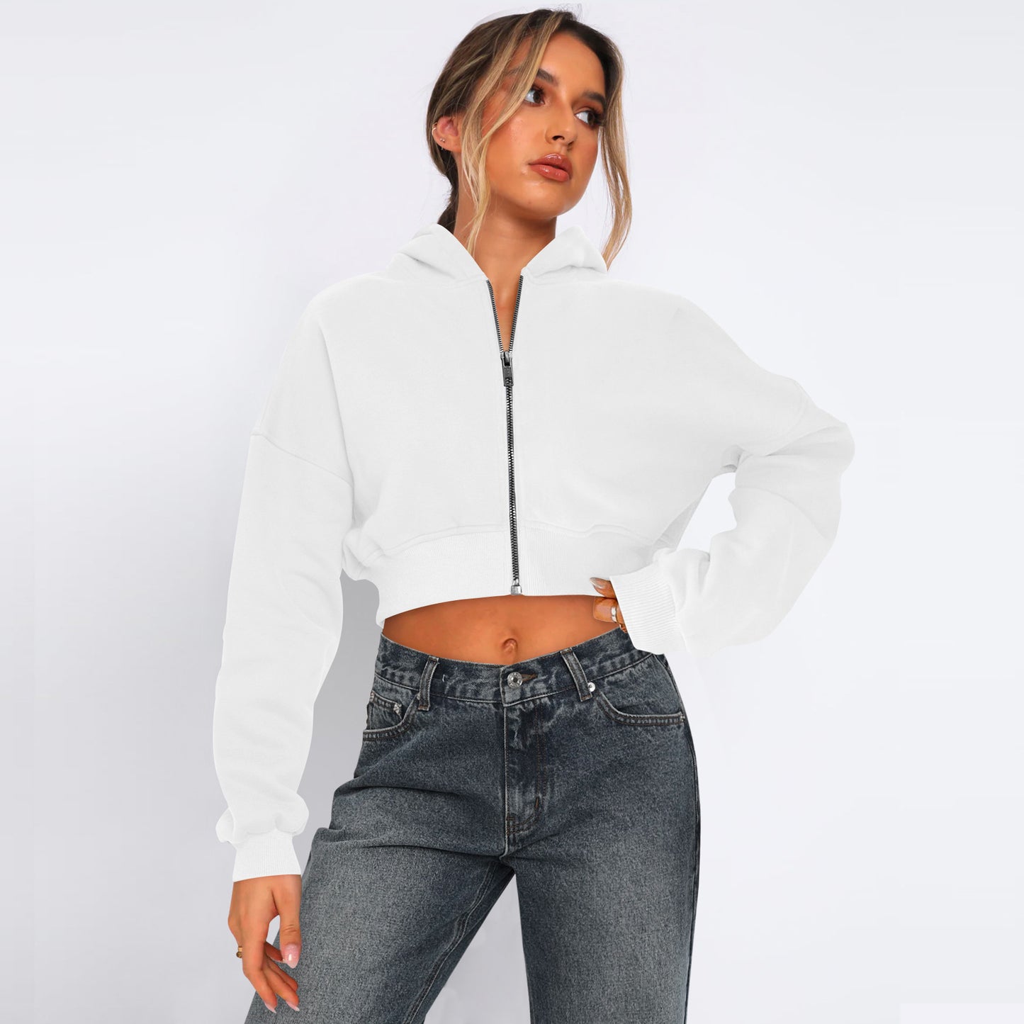 Long Sleeve Fleece Zipper Cardigan Hoodie