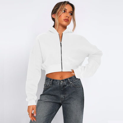 Long Sleeve Fleece Zipper Cardigan Hoodie